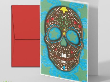 Seasonal Card Christmas Gingerbread Calavera - Feliz Navidad - 10 pack on Sale