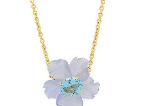 Carved Chalcedony and Blue Topaz Necklace Online