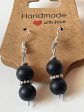 Black Stone Bead Earrings with Silver Spacers and Hooks, 1-Inch Dangle Online Sale