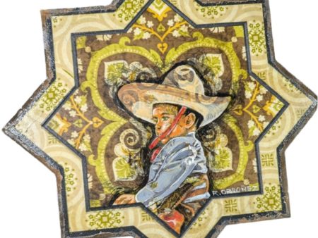 El Charrito Young Charro Acrylic Painting on Decorative Wooden Star 17x17x1 inches Online