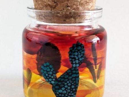 Cactus Desert Sunset Jar with Cork | Handcrafted Desert-Themed Jar 2  x 2  Hot on Sale