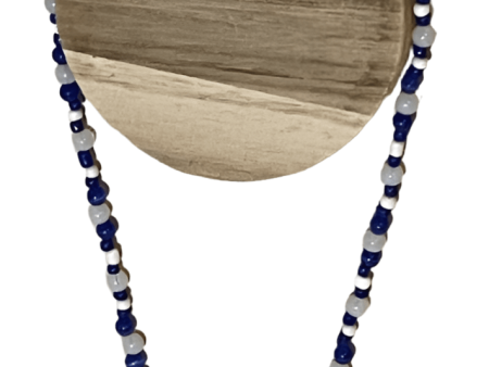 White Opalite & Blue Kyanite Necklace - 20-Inch with Tear-Shaped Resin Pendant & Silver Star Fashion