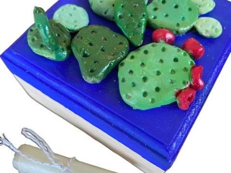 Handpainted Wooden Box with Prickly Pear Cactus Relief & Magnetic Closure - Customizable Message Scroll Inside Online Hot Sale