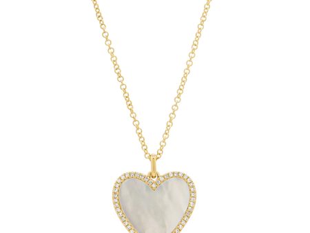 Mother of Pearl Heart & Diamond Necklace Online now