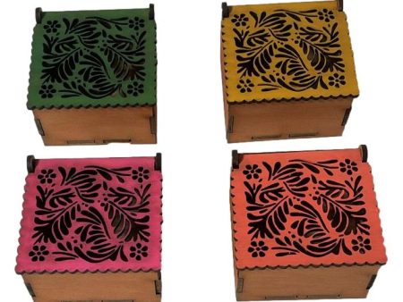 Papel Picado Design Laser-Cut Wood Box – Color Options Available 3  x 3  x 2  Fashion