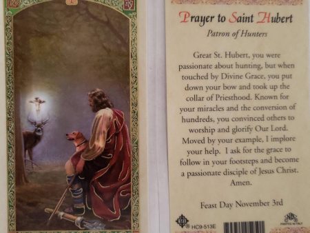 Prayer Card Prayer To Saint Hubert Patron Of Hunters Laminated HC-E For Discount