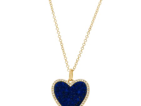 Lapis Lazuli Heart & Diamond Necklace on Sale