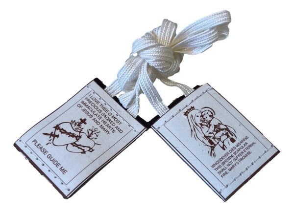 Scapular Mt. Carmel White Cord For Cheap