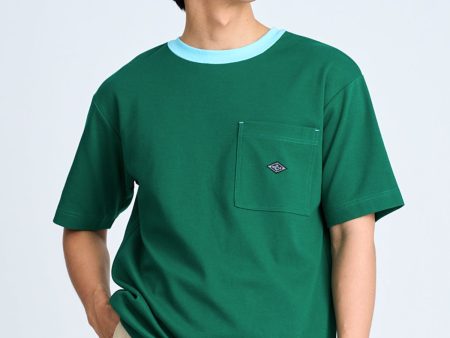 (B) Boxy Twill Jersey Contrast Collar Tee on Sale