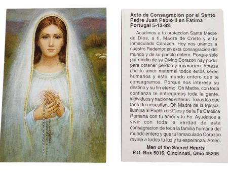 Prayer Card Acto de Consagracion por el Santo Padre Juan Pablo ll en Fatima Portugal 5-13-82 Online Hot Sale