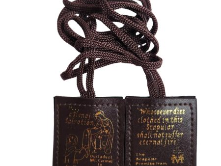 Scapular Leather Brown Gold Stamped For Sale