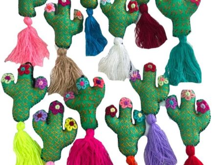 Handcrafted Mexican Embroidered Sahuaro Charm Tassel Artisan Accessory  from Mexico Hot on Sale