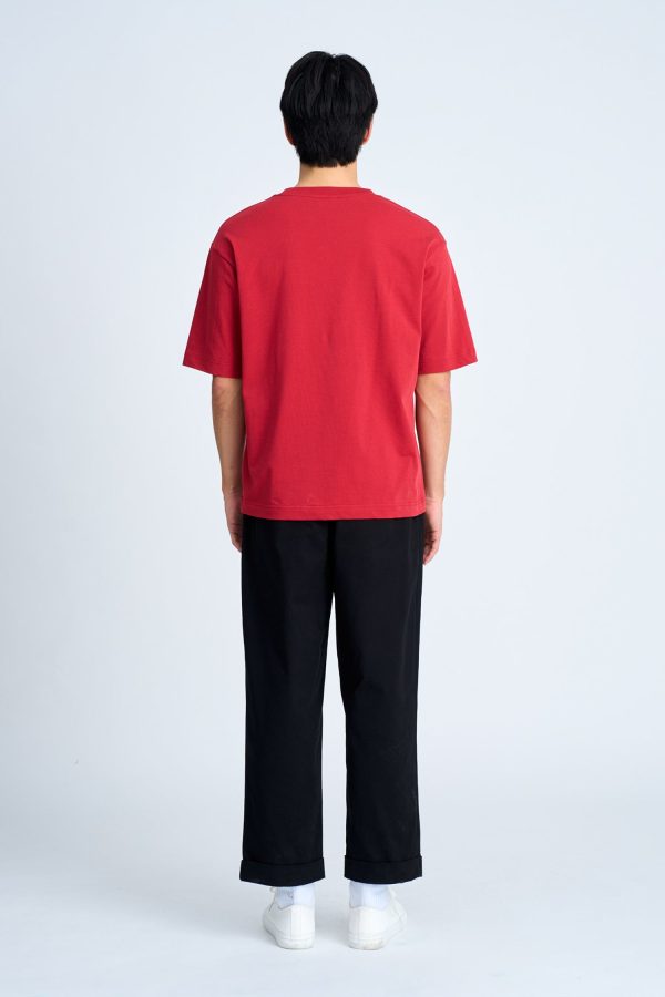 (B) Classic Relaxed-Fit Crew Neck Tee - Crimson For Sale