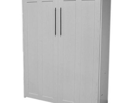 Contemporary Face Murphy Bed Vertical Queen Oak Painted White Discounted (VQ107-O-PW) Online Sale