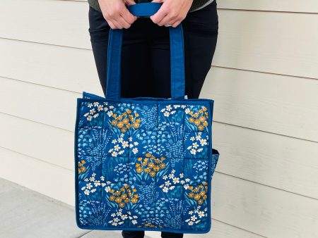 Blue Floral Tote 5x5 Online