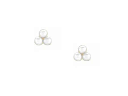 Dainty 3 Pearl Trio Earrings Online now