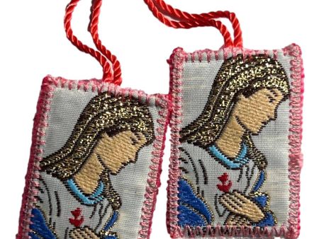 Scapular Immaculate Heart of Mary Pink Wool Backing Cord Discount